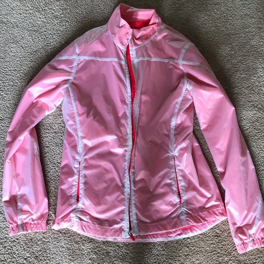 GAP Coral Pink & White Zipper Windbreaker Jacket
